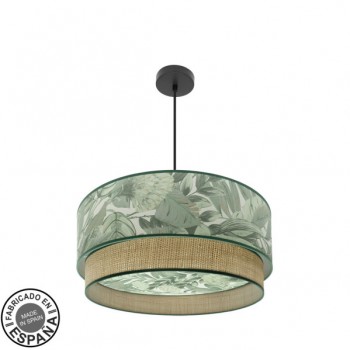 Distribuidor - Lâmpadas Diversas | Colgantes Moderno | COLGANTE CONGO 60D 3XE27 NEGRO/VERDE-NATURAL Ref: 224996009